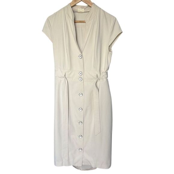 YUVITA Trench Coat Dress M Khaki Button Down Sheath Dress Midi-Length - Picture 1 of 5